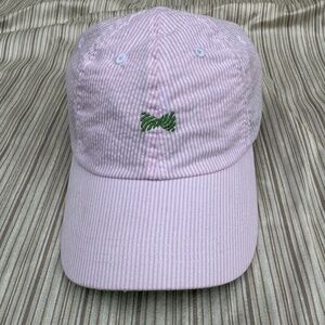 Fraternity Collection Ladies Seersucker Pink White Baseball Cap Size O/S